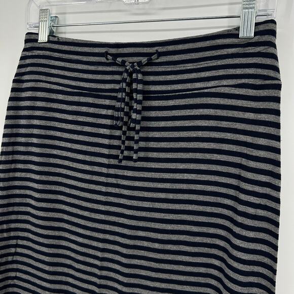 Vintage y2k Womens Grey Navy Blue Striped Leyla Low Waist Knee Length Skirt Sz S - Picture 2 of 6